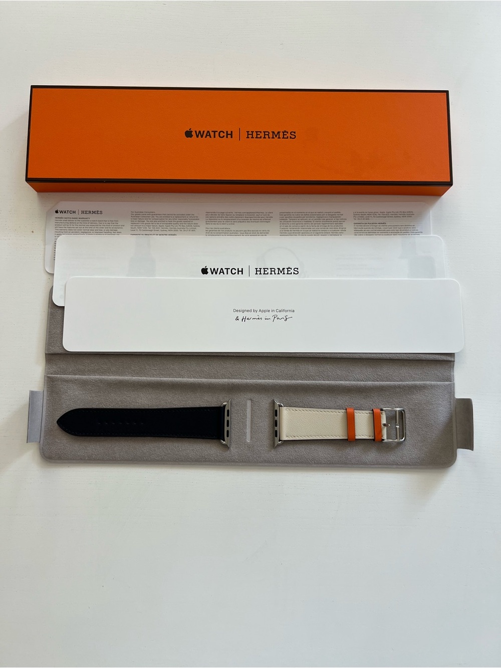 Hermes Apple Watch Band Single Tour Strap Tri Color 44mm NIB